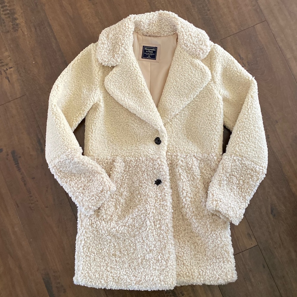 Abercrombie & Fitch Cream Teddy Coat